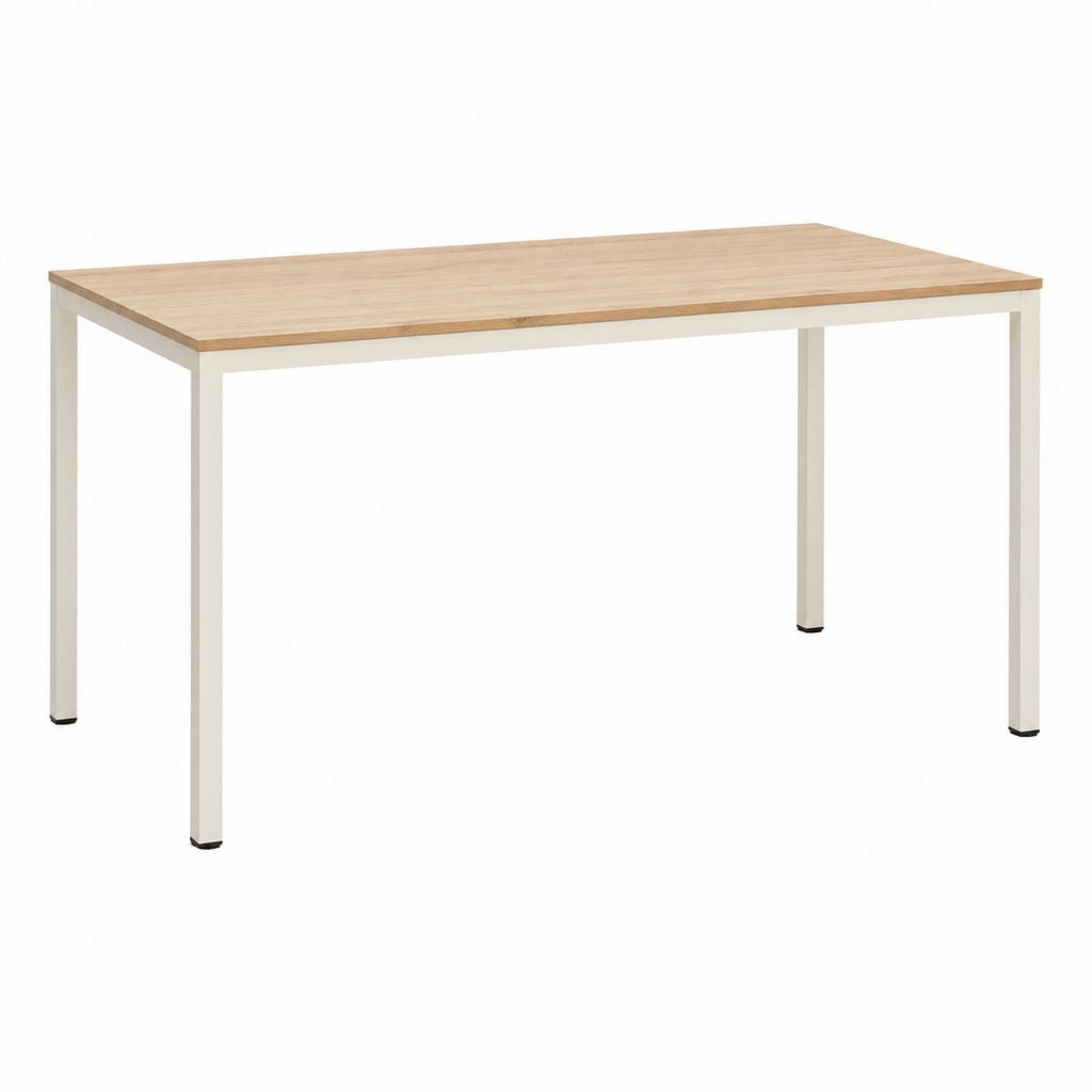 Gartentisch rechteckig Naturweiß mit Akazienholzplatte und Aluminiumgestell 160 x 90 x 75 cm
