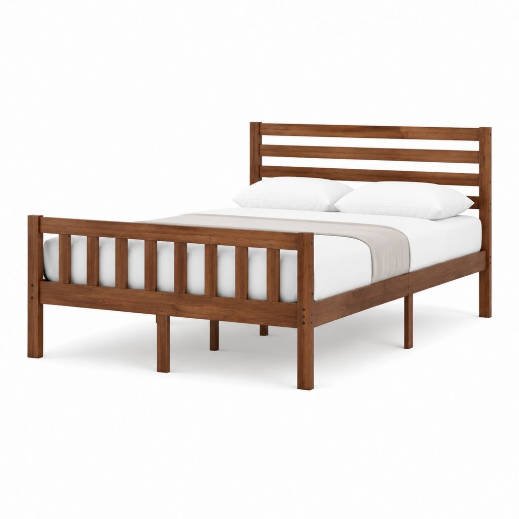 Doppelbett Bettgestell Braun Massivholz Kiefer Rechteckig 140 x 200 cm