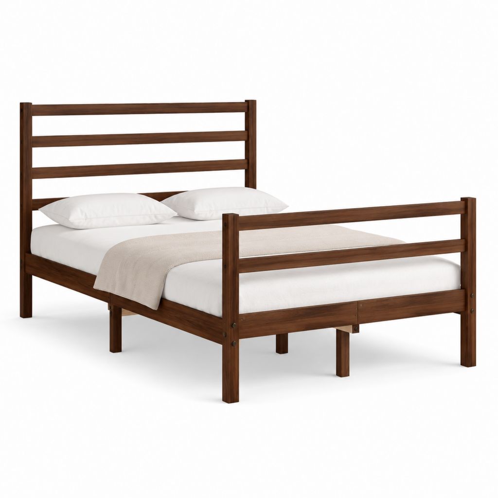 Doppelbett Bettgestell Dunkelbraun aus massivem Kiefernholz rechteckig 160 x 200 cm