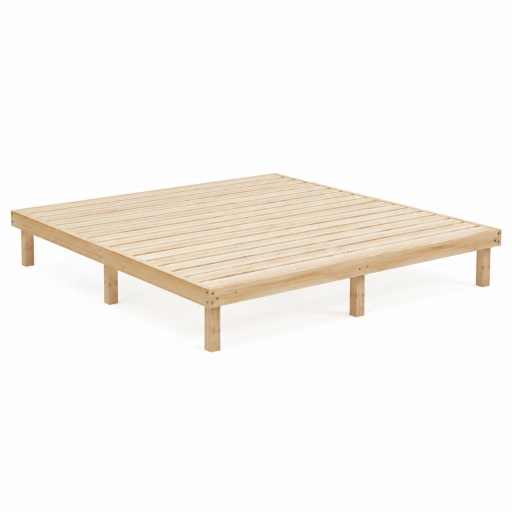 Bettgestell aus massivem Kiefernholz Natur 140 x 200 cm mit Lattenrost