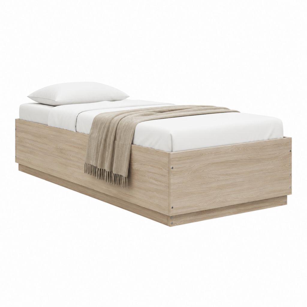 Einzelbett Bettgestell Eiche hell Spanplatte rechteckig 90 x 200 cm