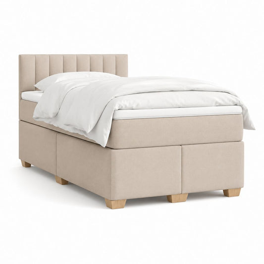 Boxspringbett Beige mit Polyesterbezug und Massivholzfüßen 140 x 200 cm