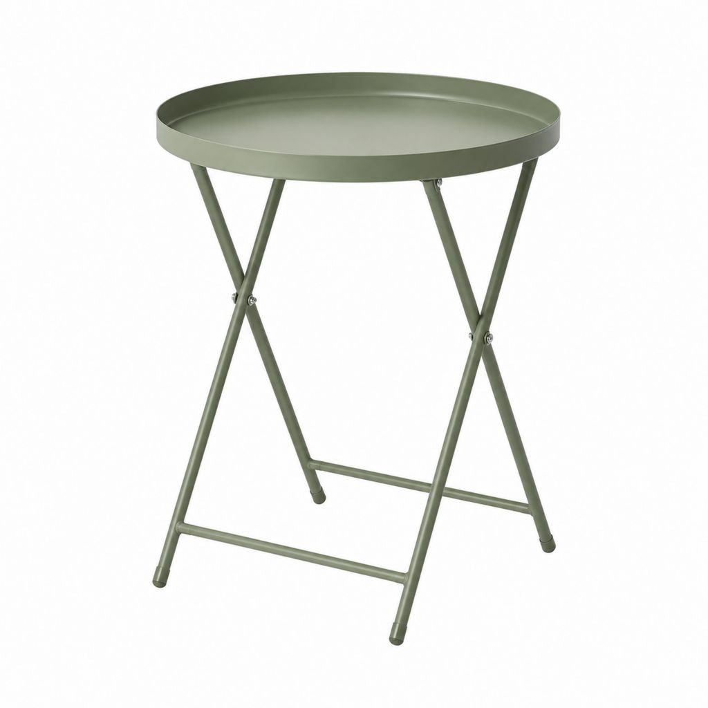 Klappbarer Gartentisch Olivgrün Stahl rund Ø 45 cm Höhe 53 cm
