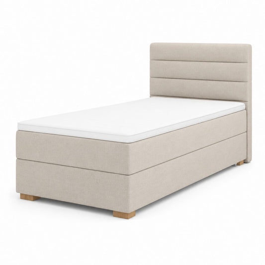 Boxspringbett Beige Polyester Rechteckig 90 x 200 cm mit Matratze und Kopfteil