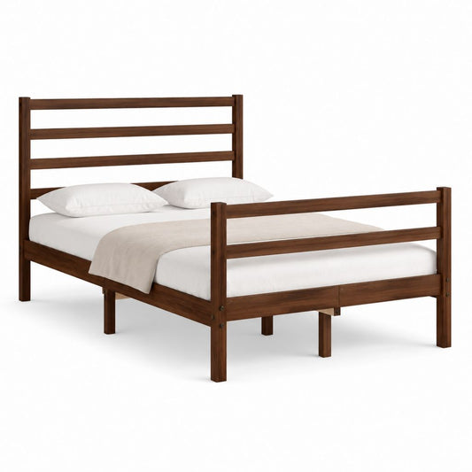 Doppelbett Bettgestell Dunkelbraun aus massivem Kiefernholz rechteckig 160 x 200 cm